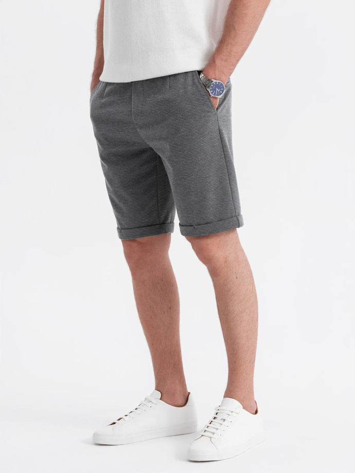 Men's structured knit elastic waistband short shorts - graphite V3 OM-SRCS-0177