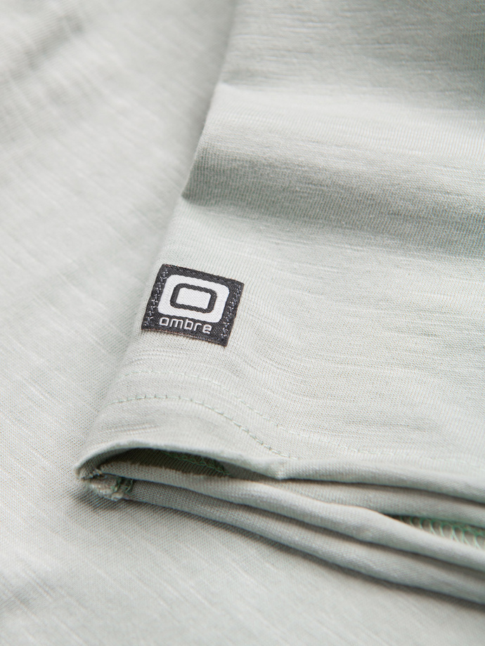 T-shirt męski z surowym wykończeniem – szarozielony V2 OM-TSCT-22SS-004