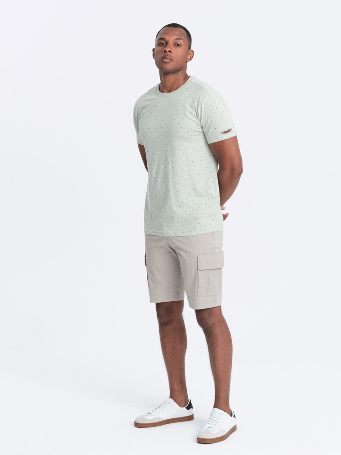 Men's full-print t-shirt with colorful letters - light green V5 OM-TSFP-0185