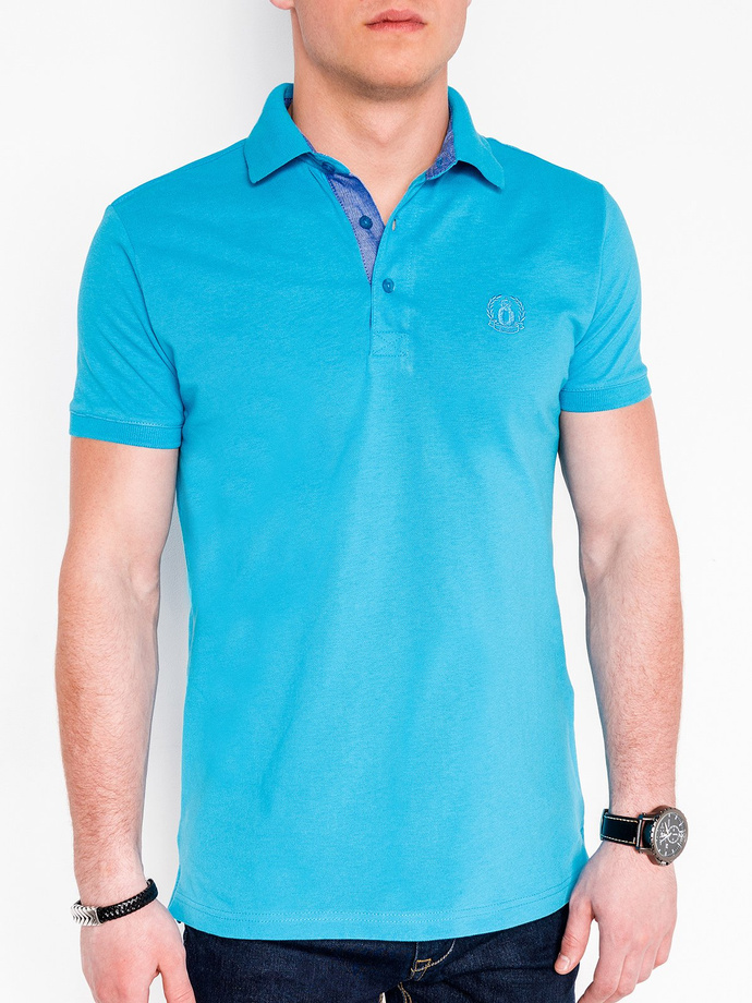 Men's plain polo shirt S837 - turquoise