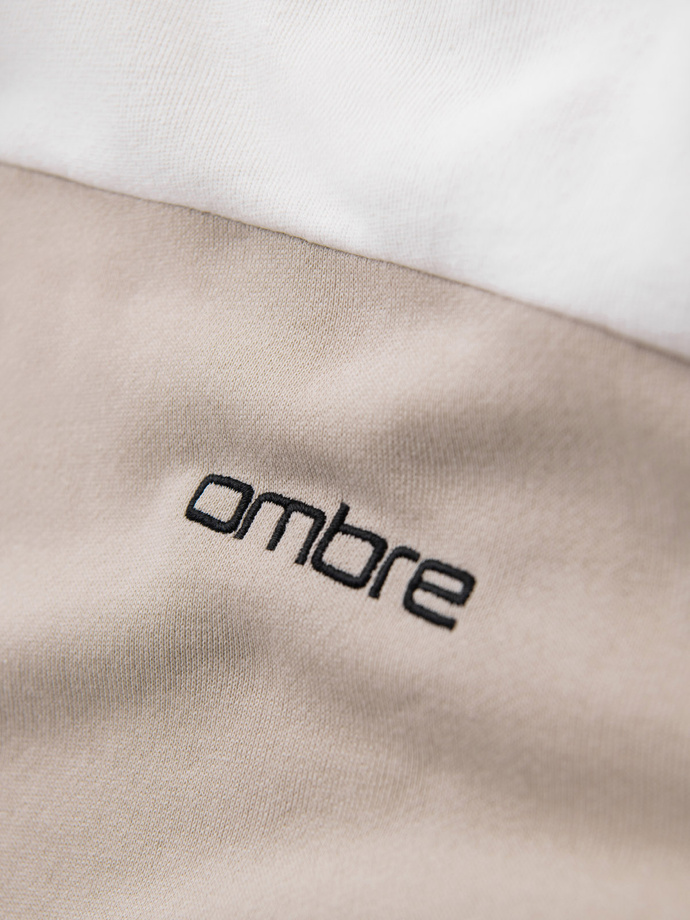 Męska bawełniana bluza z kapturem z kontrastującymi elementami - biała V1 OM-SSNZ-0225