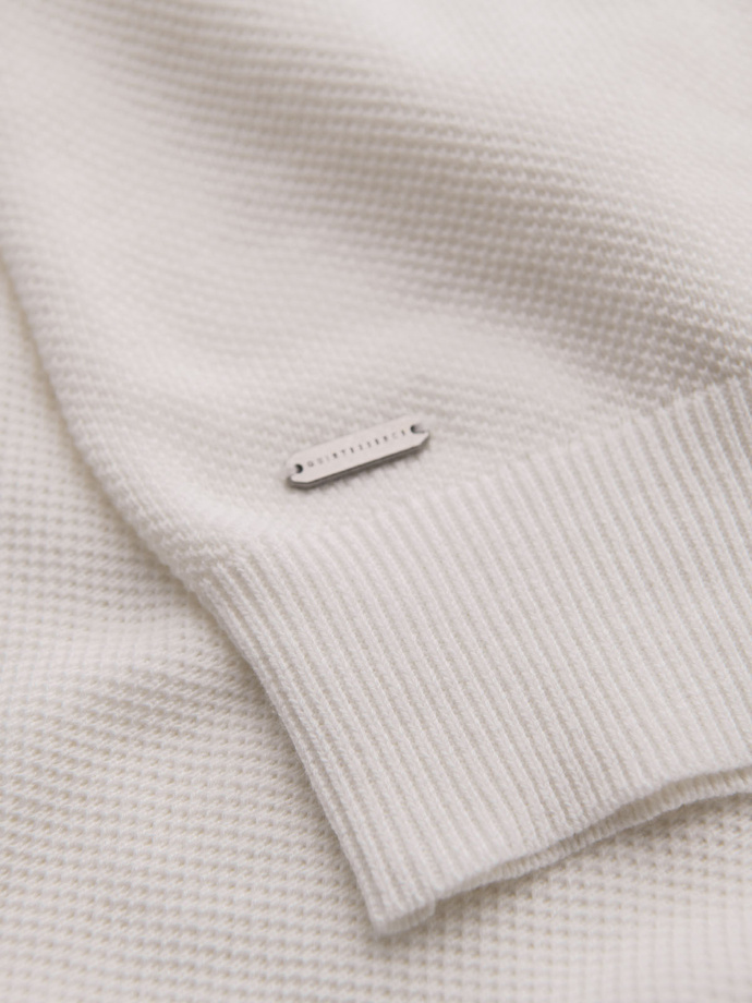 Men's cotton structured knit polo shirt - broken white V4 OM-POSS-0117