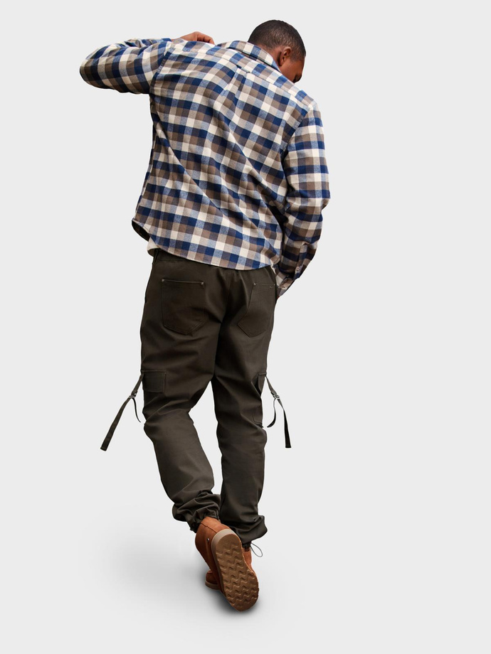 Men's STRAIGHT LEG cargo pants with striped pockets - graphite V3 OM-PACG-0197