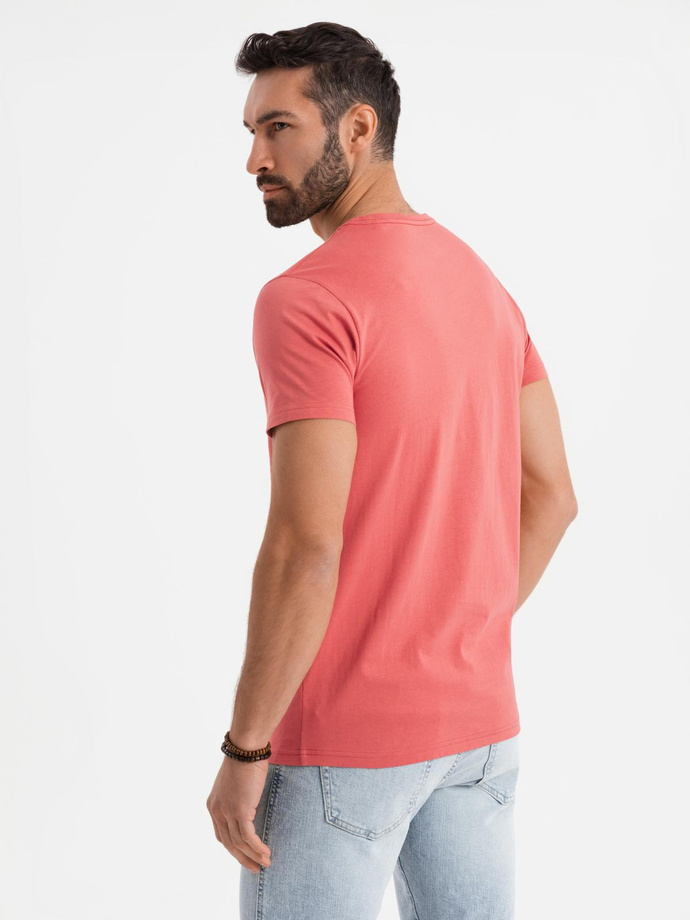 BASIC men's classic cotton T-shirt - coral V17 OM-TSBS-0236