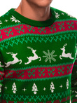 Men's Norwegian winter sweater with reindeer - green V1 EM-SWOS-0104