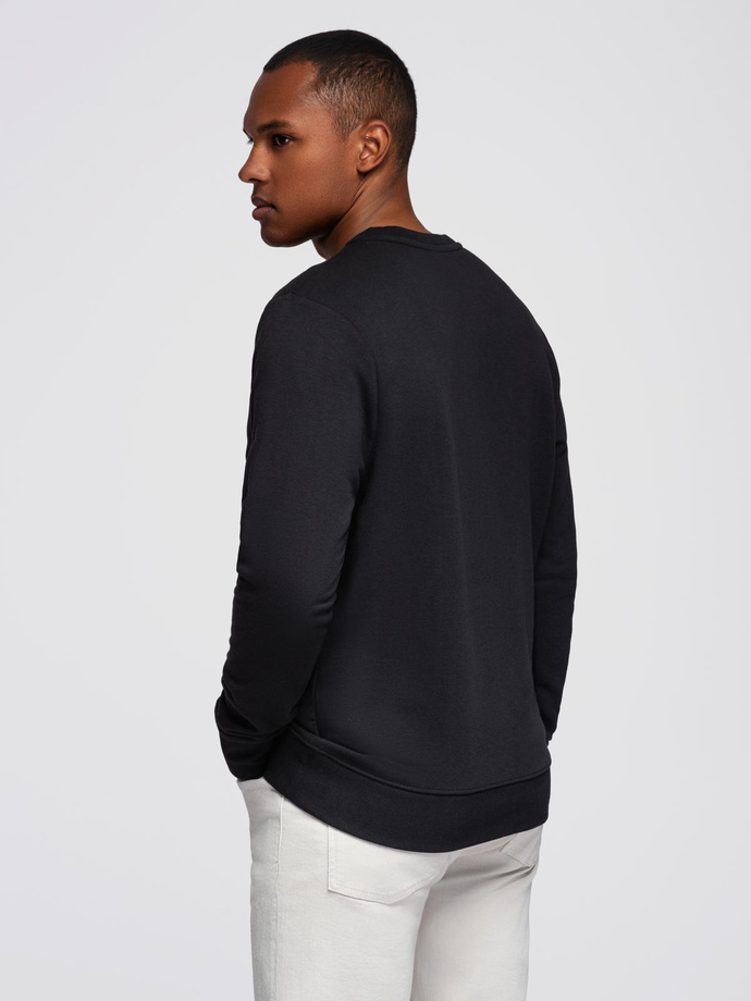 Men's printed sweatshirt worn over the head - black V3 OM-SSPS-0156