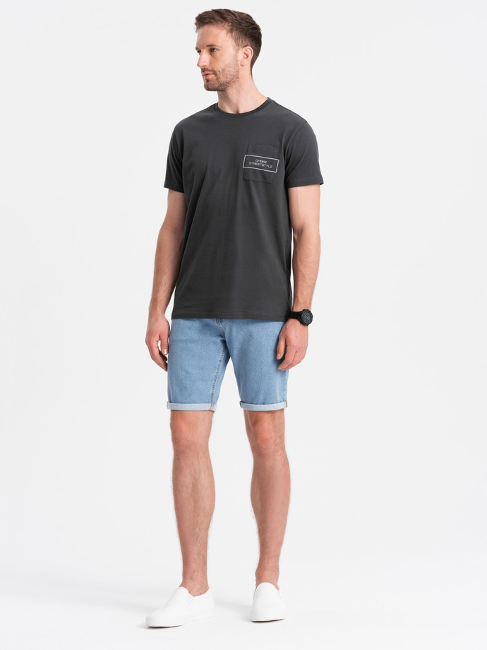 Men's denim shorts with rolled up legs - blue V2 OM-SRDS-0134