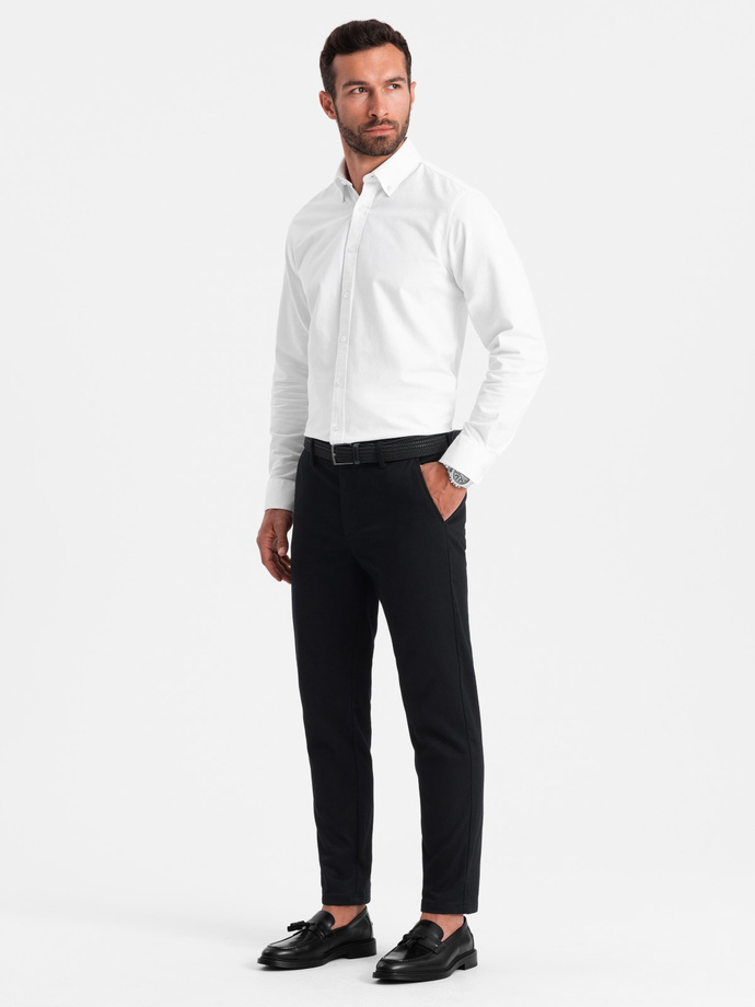 Spodnie męskie chino SLIM FIT z delikatną teksturą - czarne V5 OM-PACP-0190
