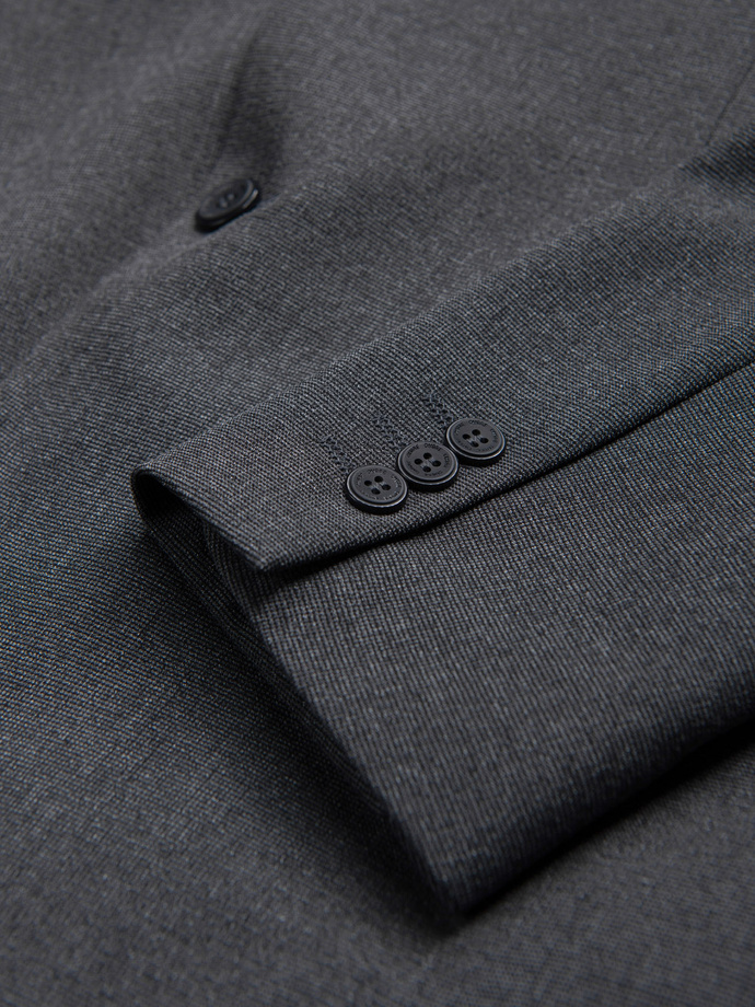 Elegant men's blazer with decorative buttons on cuffs - graphite V1 OM-BLZB-0114