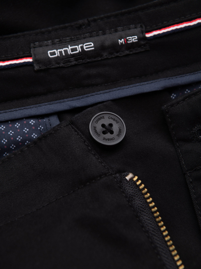 Men's single color shorts with cargo pockets - black V4 OM-SRCG-0133