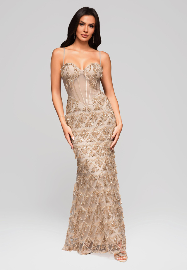 Evening dress LA-OM-DLR204 - gold