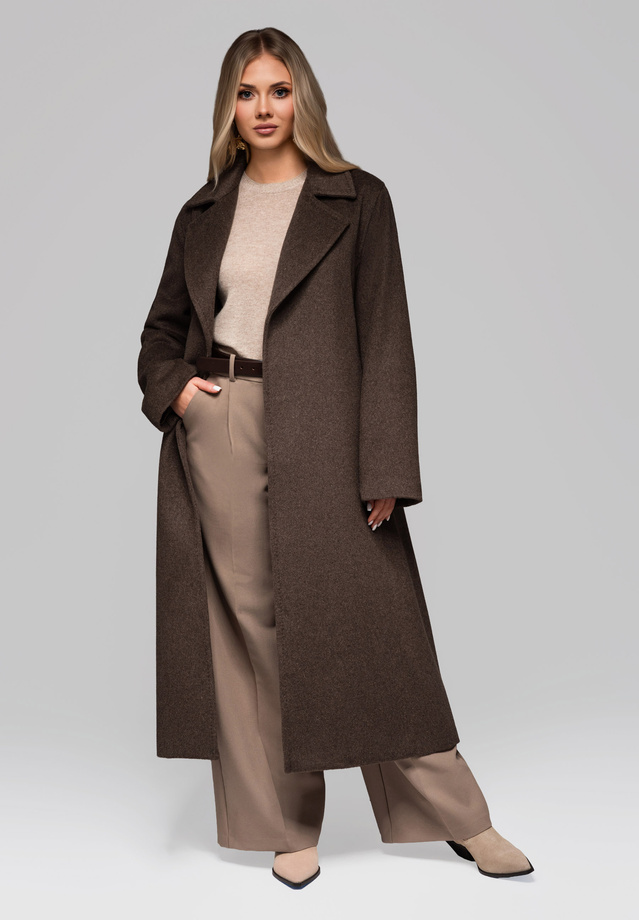 Men's minimalist coat with detachable vest - beige V1 OM-COLC-0139