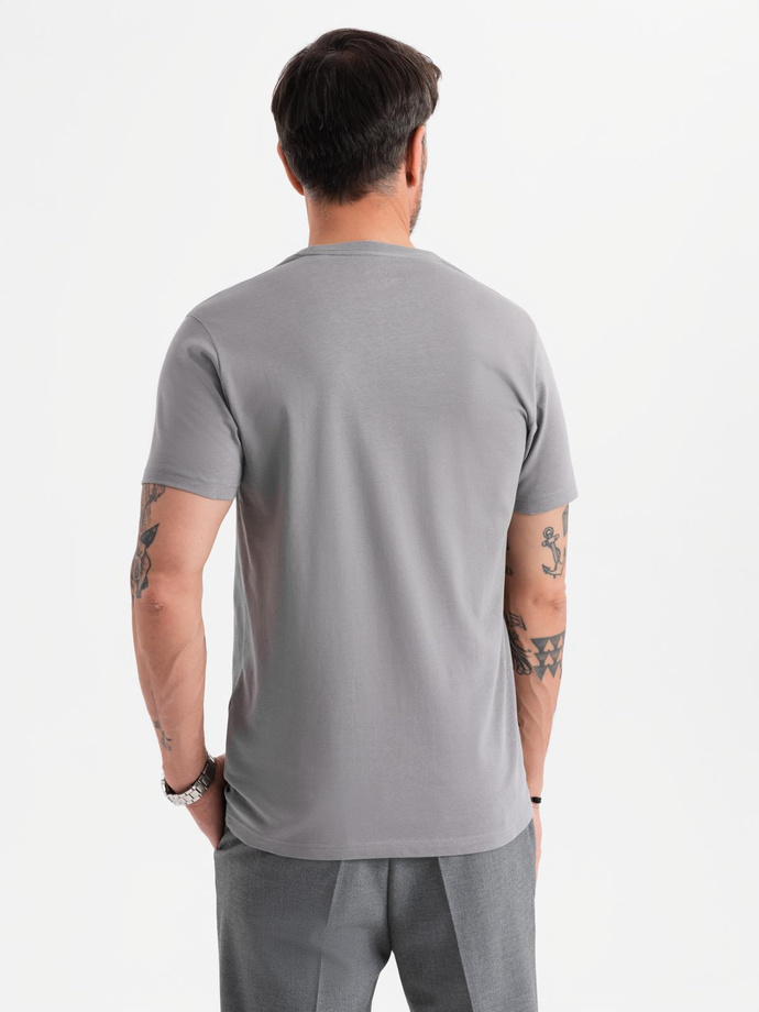 Męski klasyczny bawełniany T-shirt BASIC - szary V3 OM-TSBS-0236