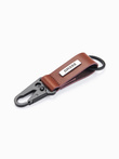 Męski skórzany brelok-smycz z metalowym pinem – jasnobrązowy V2 OU-ACKC-0102