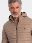 Męska kurtka pikowana pakowana w worek - brązowa V4 OM-JALP-0156