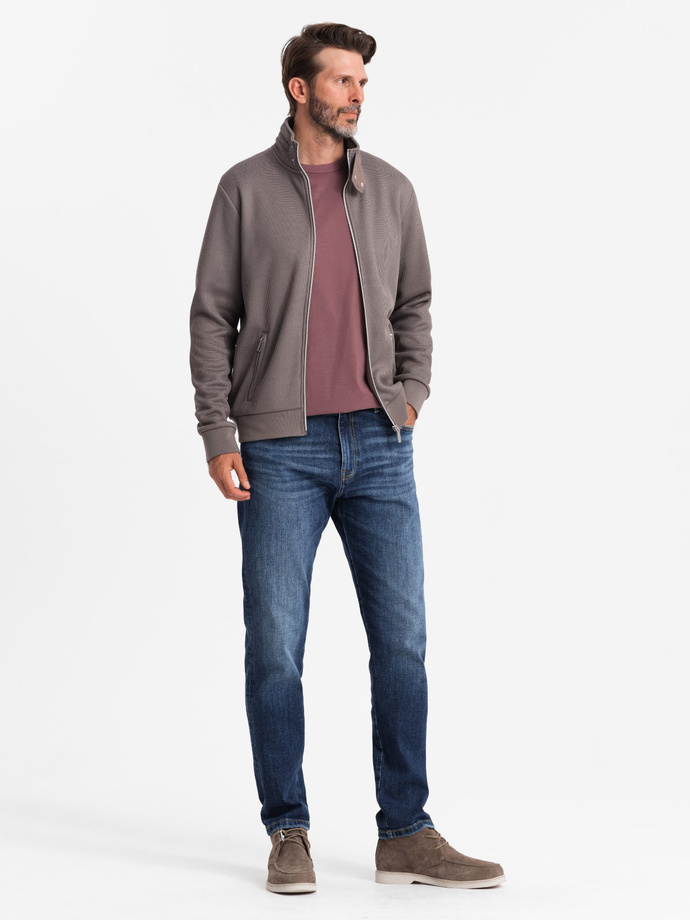 Men's jacket with high collar and fleece interior - ash V2 OM-JANP-0154