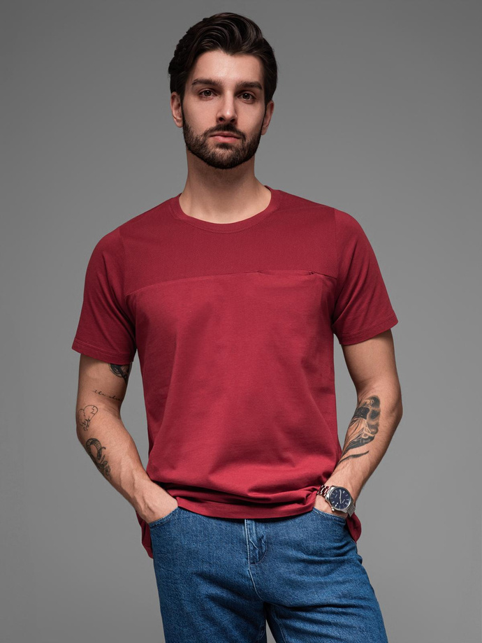 LOOSE FIT men's t-shirt with pocket - red V3 OM-TSCT-0171