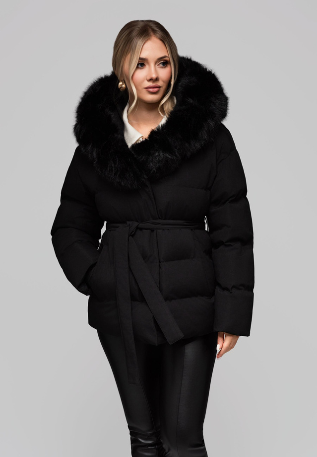 Women's insulated jacket with fur OW-JALP-0103 v2 - black