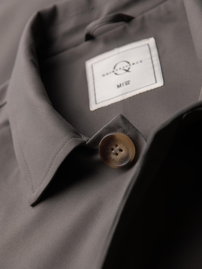 Męski minimalistyczny płaszcz z odpinaną kamizelką - popielaty V6 OM-COLC-0139