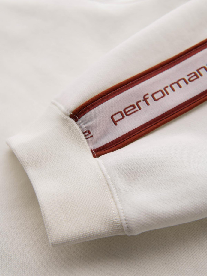 Sportowe spodnie męskie jogger z lampasami – kremowe V2 OM-PASK-0284