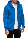Unzipped men's BASIC hooded sweatshirt - blue V1 EM-SSBZ-0101