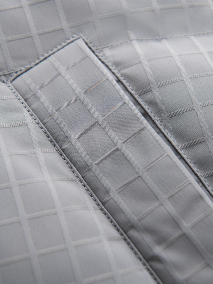 Długa męska kurtka parka ze strukturalnej tkaniny – szara V2 OM-JALJ-0201