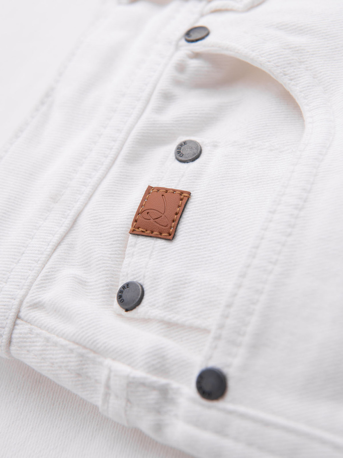 Męskie denimowe szorty o klasycznym kroju – białe V1 OM-SRDS-0171