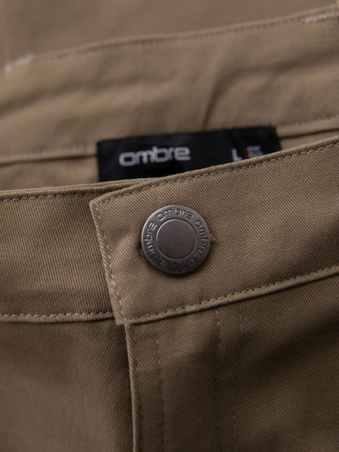 Men's cargo pants STRAIGHT LEG with zippered pockets - khaki V3 OM-PACG-0204