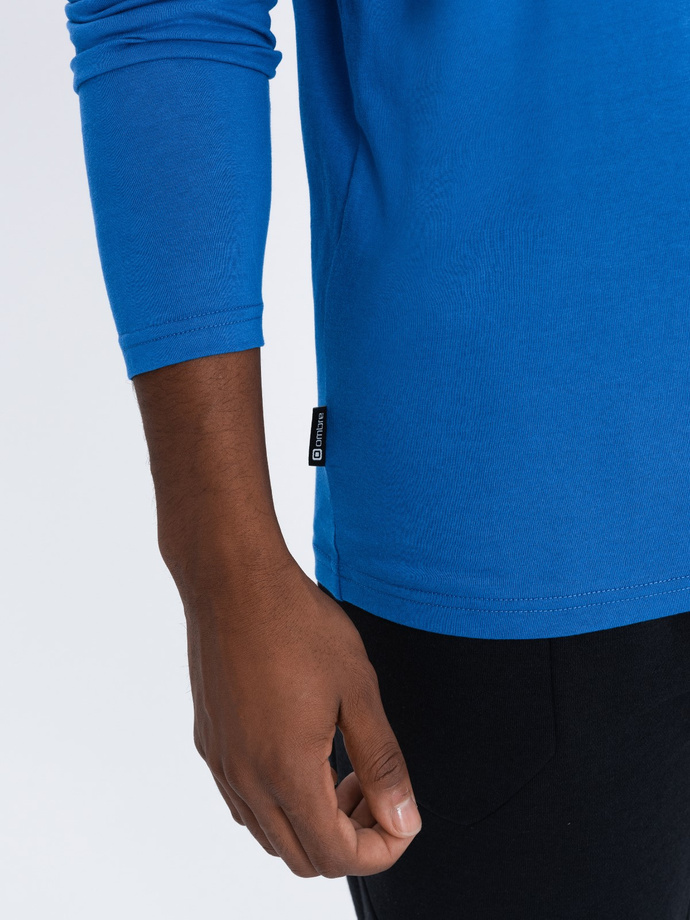 Męski longsleeve BASIC z okrągłym dekoltem - niebieski V9 OM-LSBL-0106
