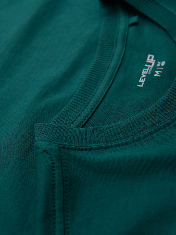 Men's cotton t-shirt with pocket print - dark green V5 OM-TSPT-0154