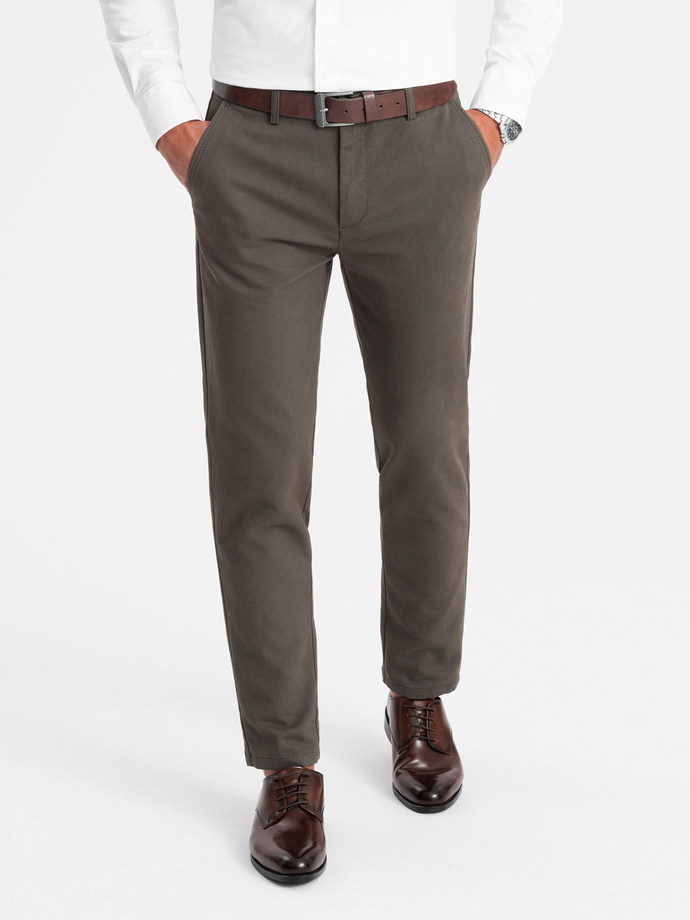 Classic men's softly textured chino pants - khaki V2 OM-PACP-0188