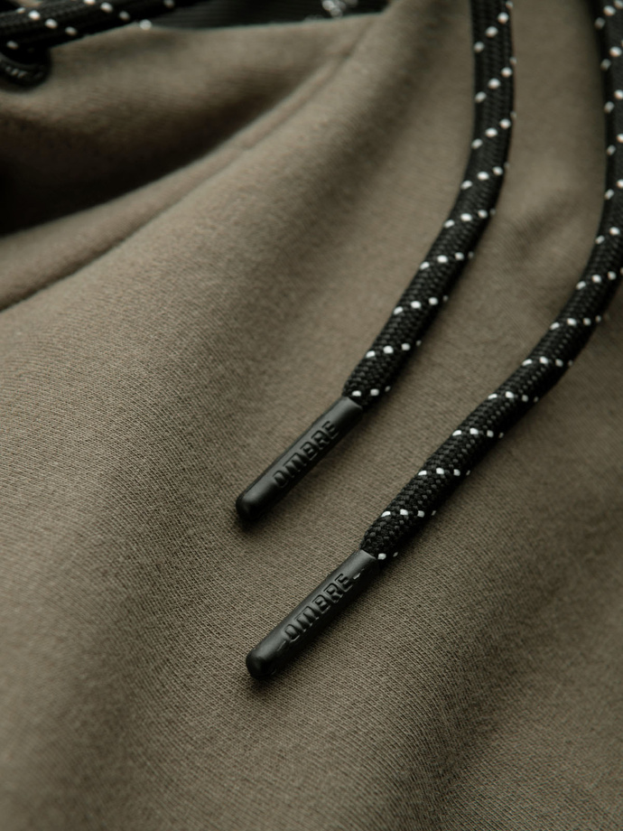 Men's kangaroo hoodie with logo - olive V4 OM-SSNZ-0162