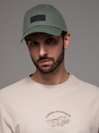 Men's baseball cap with visor and rectangular patch - khaki V6 OM-ACCS-0104