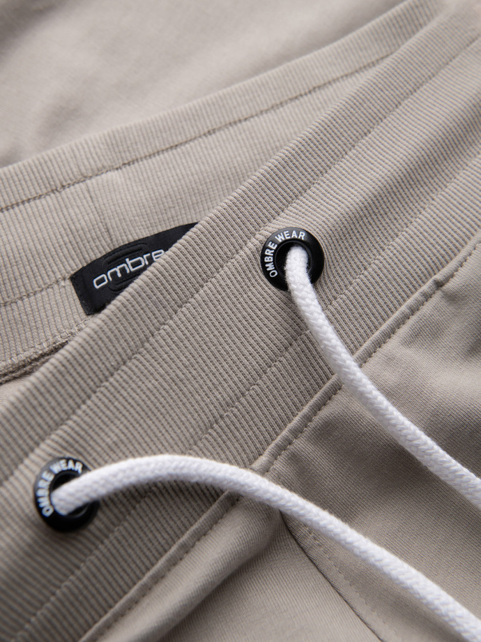 Men's sweat shorts with rounded leg - dark beige V3 OM-SRSK-0105