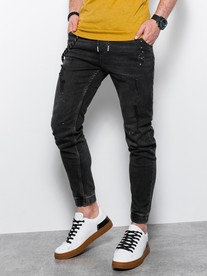 Men's jeans joggers - black P939