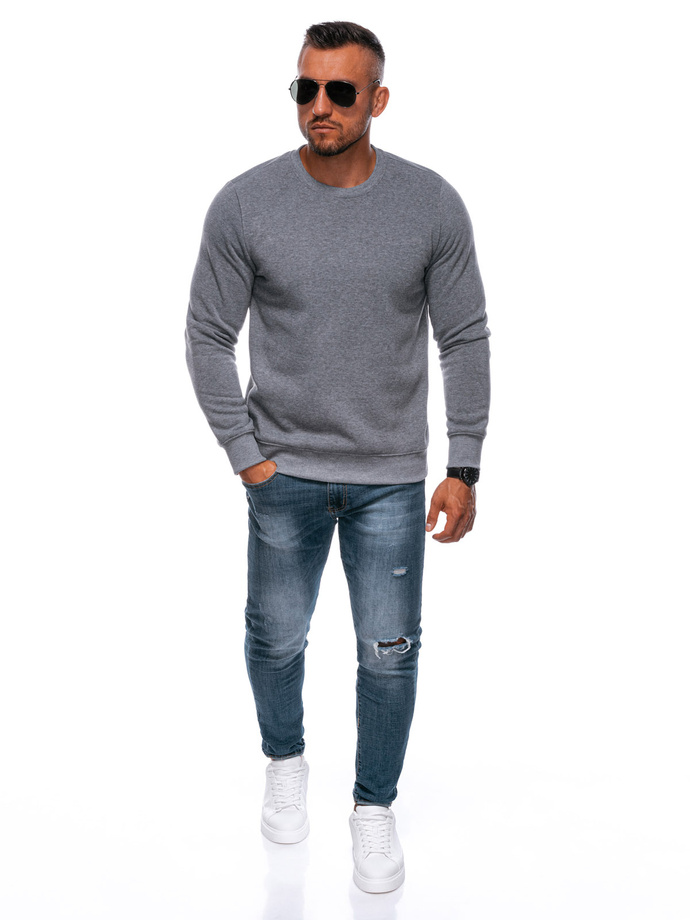 Bluza męska bez kaptura EM-SSNZ-22FW-019 V7 - grafitowy melanż