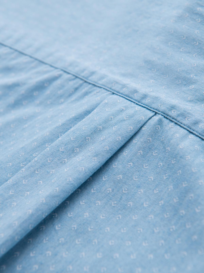Men's patterned thin denim shirt with pocket - light blue V1 OM-SHDS-0179