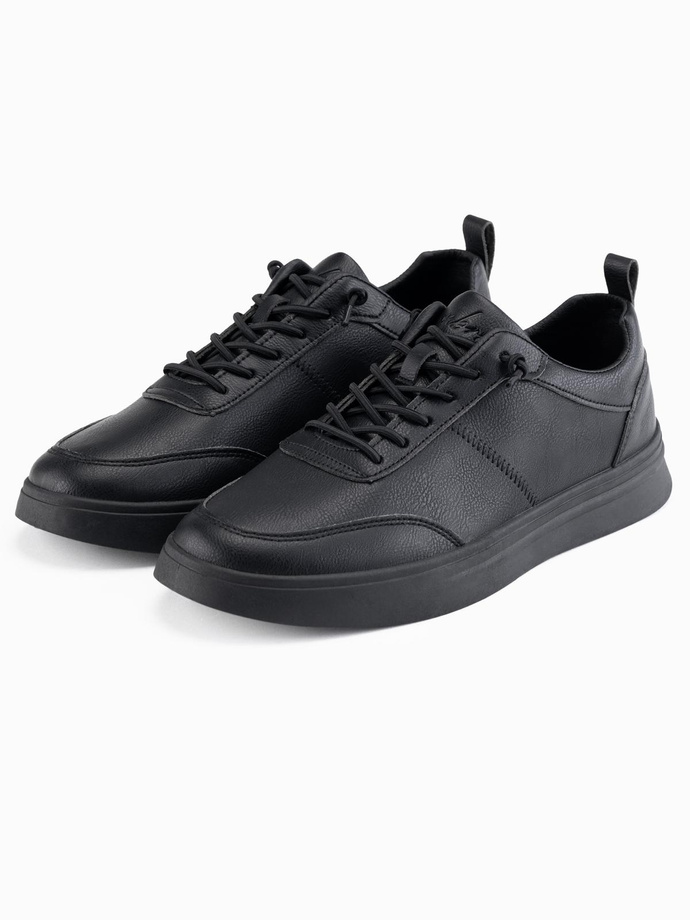 Męskie monochromatyczne buty w stylu sportowym z przeszyciami – czarne V4 OM-FOCS-0159