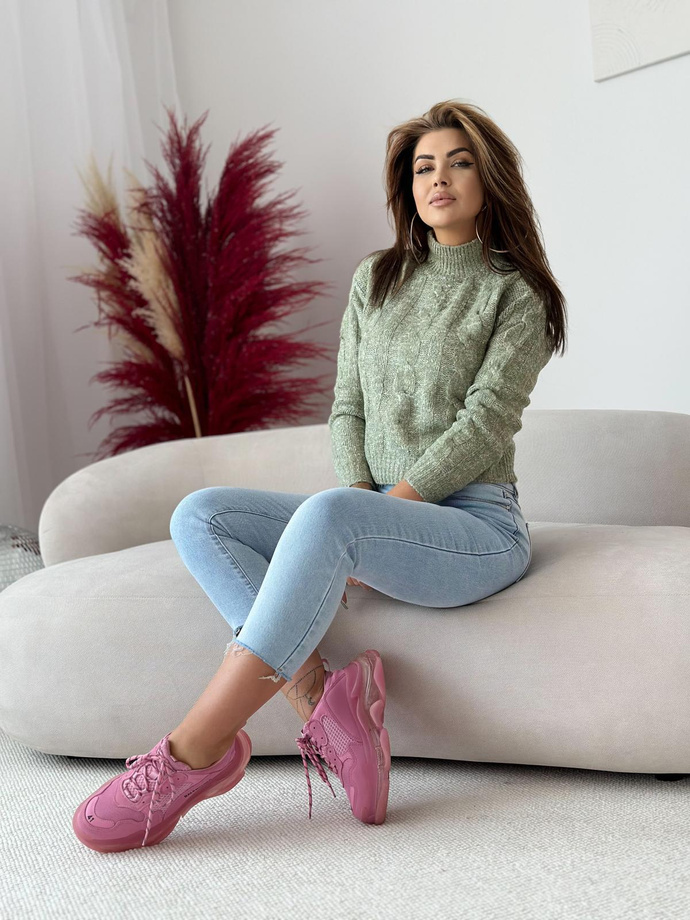 Sweter damski ELR023 - oliwkowy