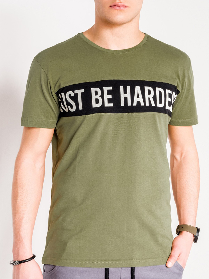 Men's printed t-shirt - khaki S977