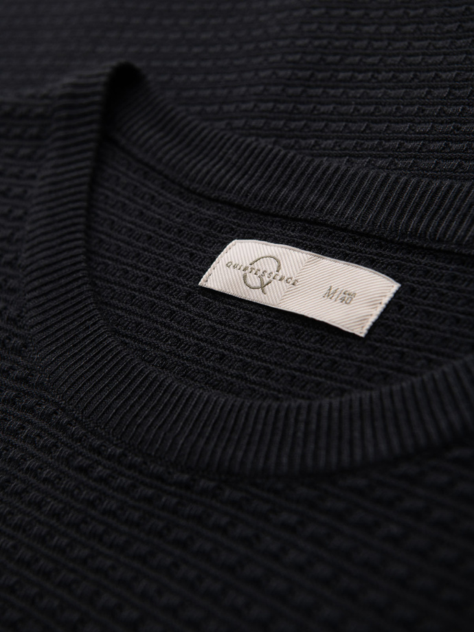 Men's structured knitted t-shirt - black V3 OM-TSCT-0253