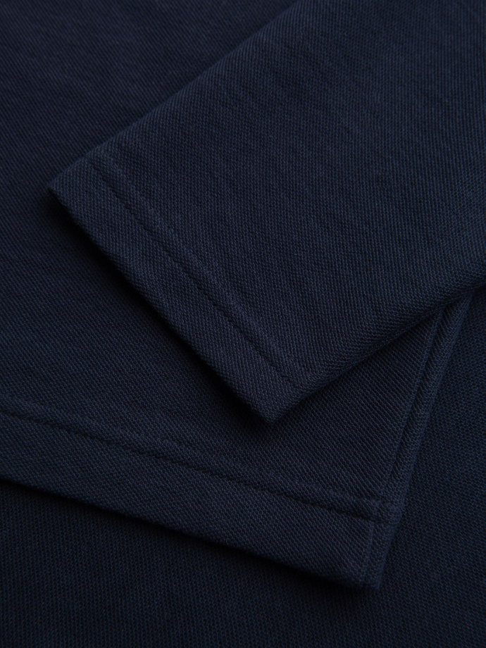 Męski longsleeve BASIC z kołnierzykiem polo – granatowy V3 OM-POBL-0114