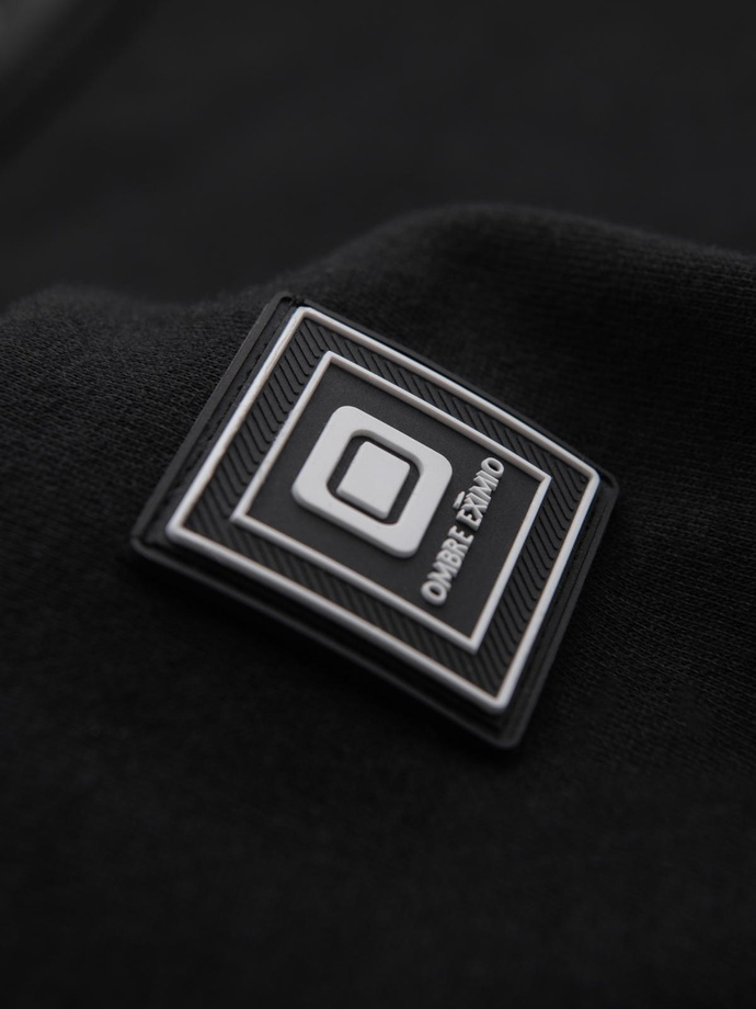 Męska bluza z ozdobnymi zamkami z przodu – czarna V1 OM-SSNZ-0187