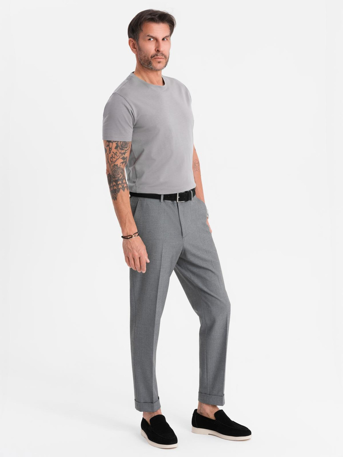 Męski klasyczny bawełniany T-shirt BASIC - szary V3 OM-TSBS-0236