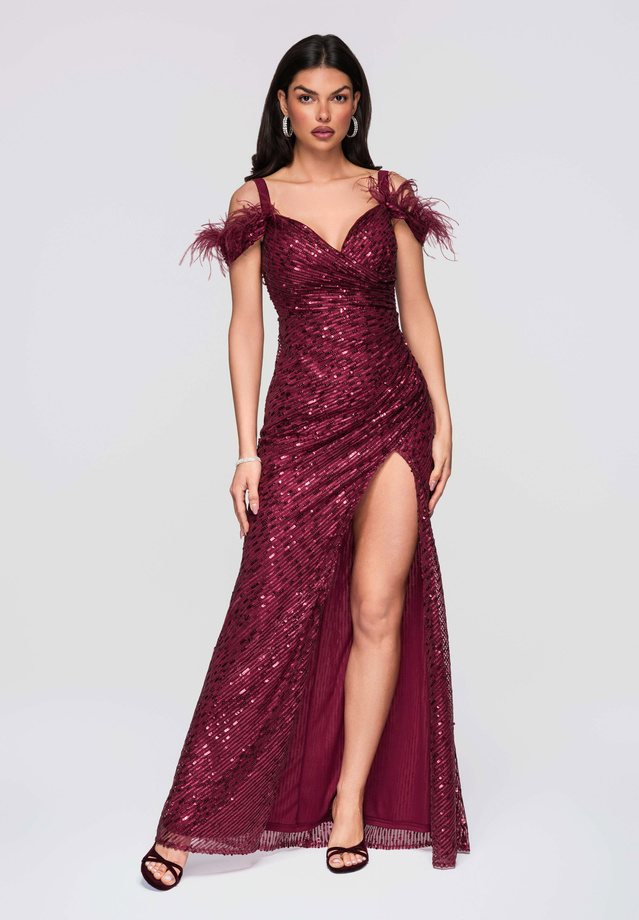 Evening dress LA-OM-DLR281 - burgundy