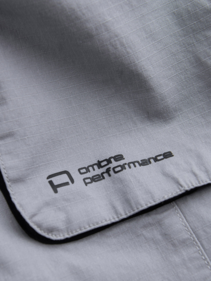 Spodnie męskie JOGGERY z odstającymi i zapinanymi kieszeniami cargo - jasnoszare V8 OM-PAJO-0135