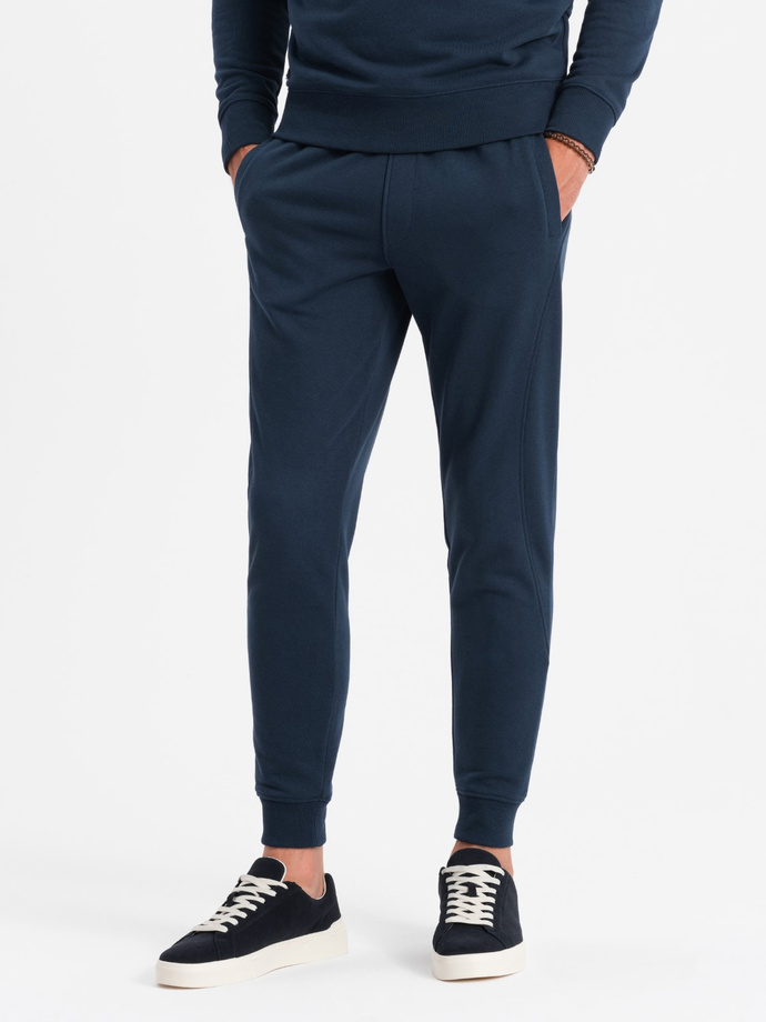 Komplet dresowy bawełniany męski BASIC bluza nierozpinana + joggery – granatowy V1 Z84