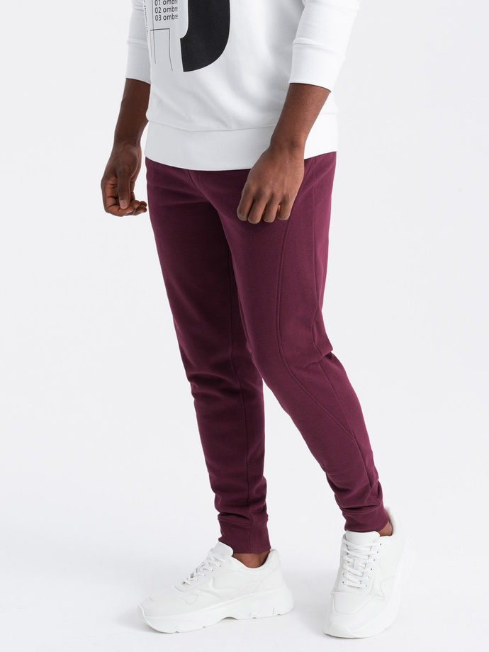 Men's BASIC cotton jogger sweatpants - maroon V3 OM-PABS-0174