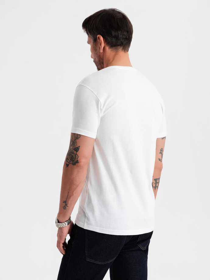 BASIC men's classic cotton T-shirt with a crew neckline - white V4 OM-TSBS-0237