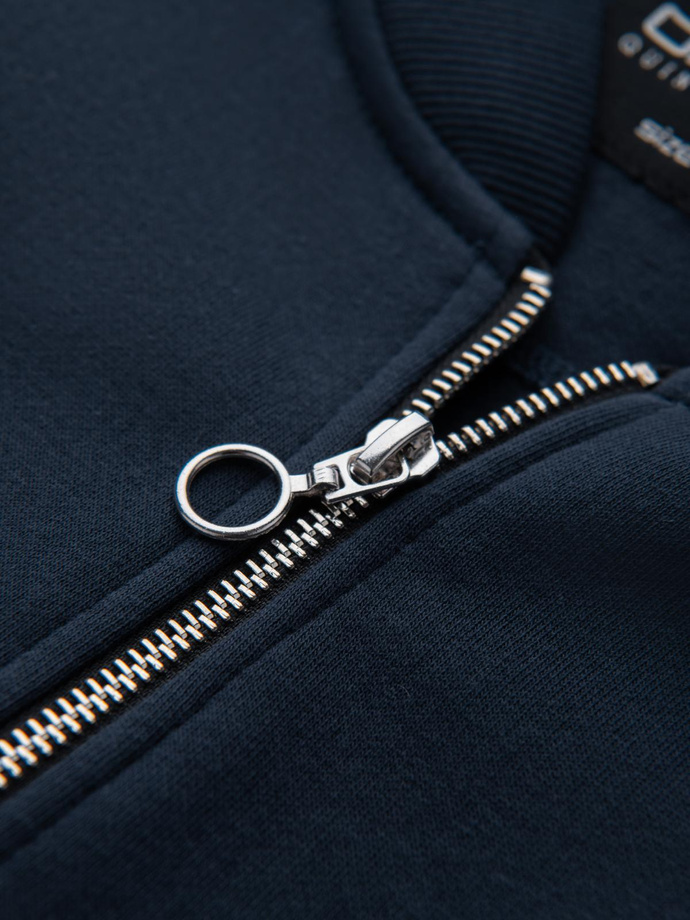 Men's unbuttoned cotton sweatshirt bomber - navy blue V4 OM-SSZP-0215